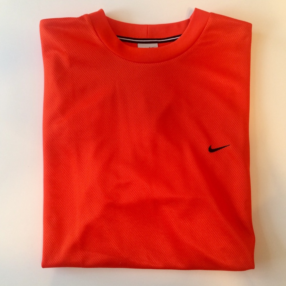 Nike Short Sleeve Shirt - Orange Polyester Size XL